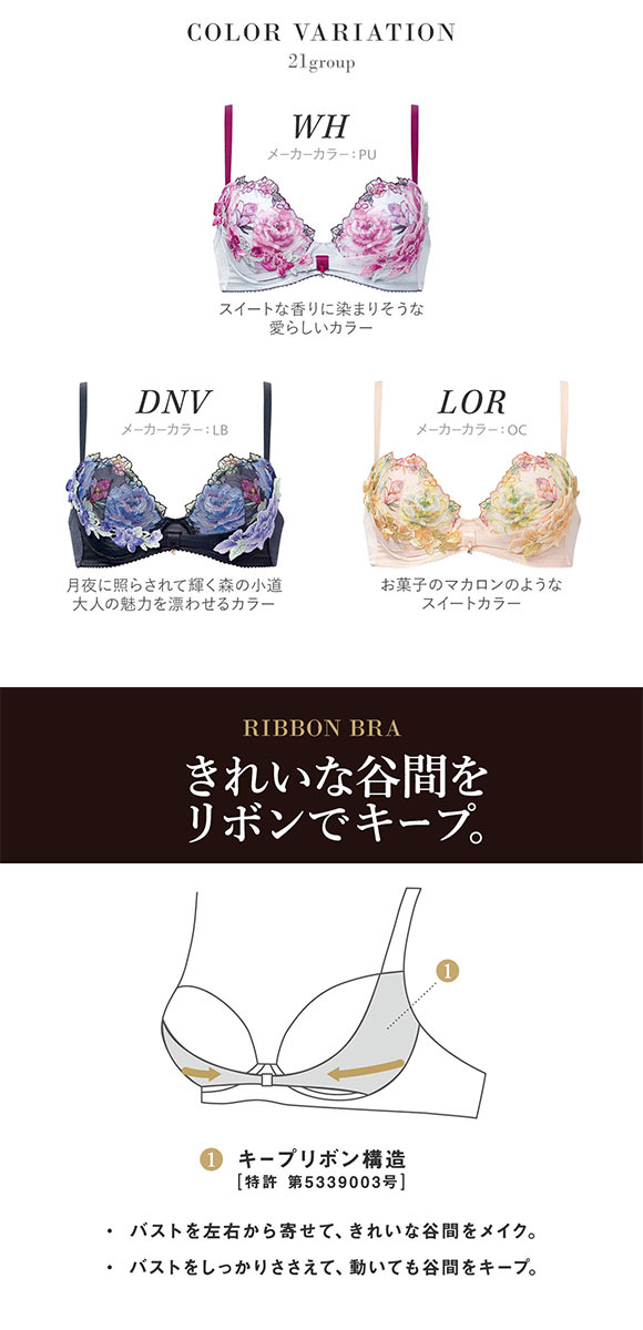 ワコール サルート 21グループ 21G リボンブラ ブラジャー DEF 大きいサイズ 谷間キープ Wacoal Salute BTJ721 25AW先行コア