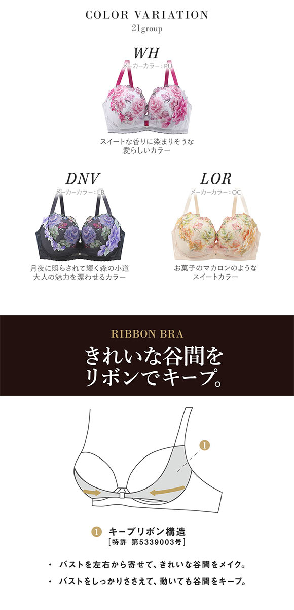 ワコール サルート 21グループ 21G リボンブラ ブラジャー G 大きいサイズ 谷間キープ Wacoal Salute BTJ721 25AW先行コア