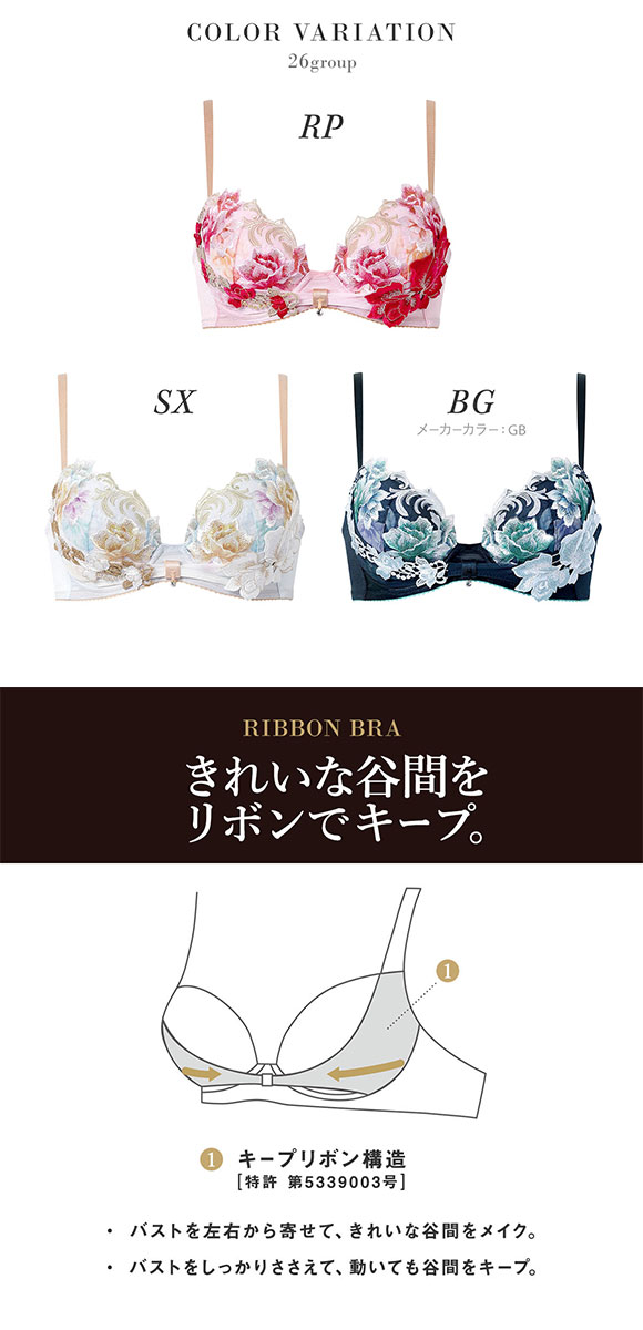 ワコール サルート 26グループ 26G リボンブラ ブラジャー G 谷間キープ 脇高 Wacoal Salute BTJ726 25AWシーズン 大きいサイズ