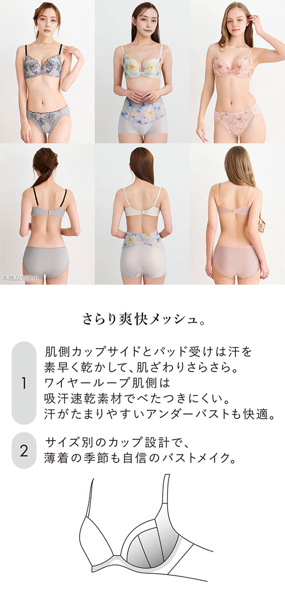 ワコール 夏めくブラ 3/4カップブラジャー DEF ワコール ブラジャー 吸汗速乾 高通気 Wacoal BXB475 大きいサイズ