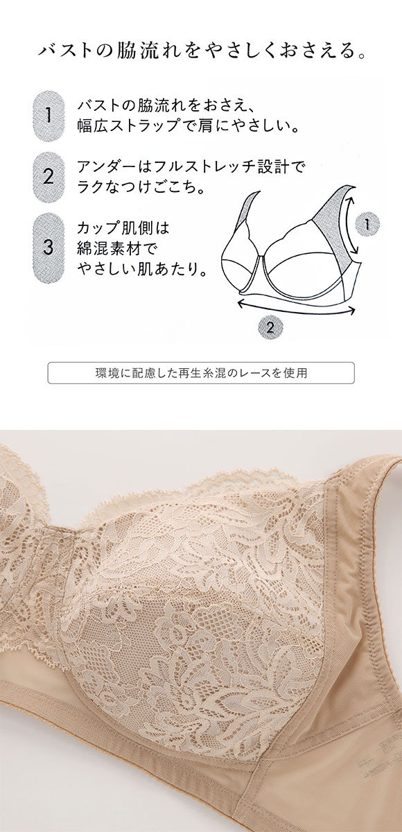 ワコール コンフォートフィットブラ ノンワイヤー すっきりシルエット ブラジャー D Wacoal BXC104 04G クイーンサイズ 大きいサイズ