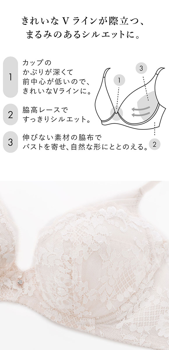 ワコール プッシュアップブラ プランジングタイプ プレミアム 13series BXD713 13G ブラジャー C Wacoal