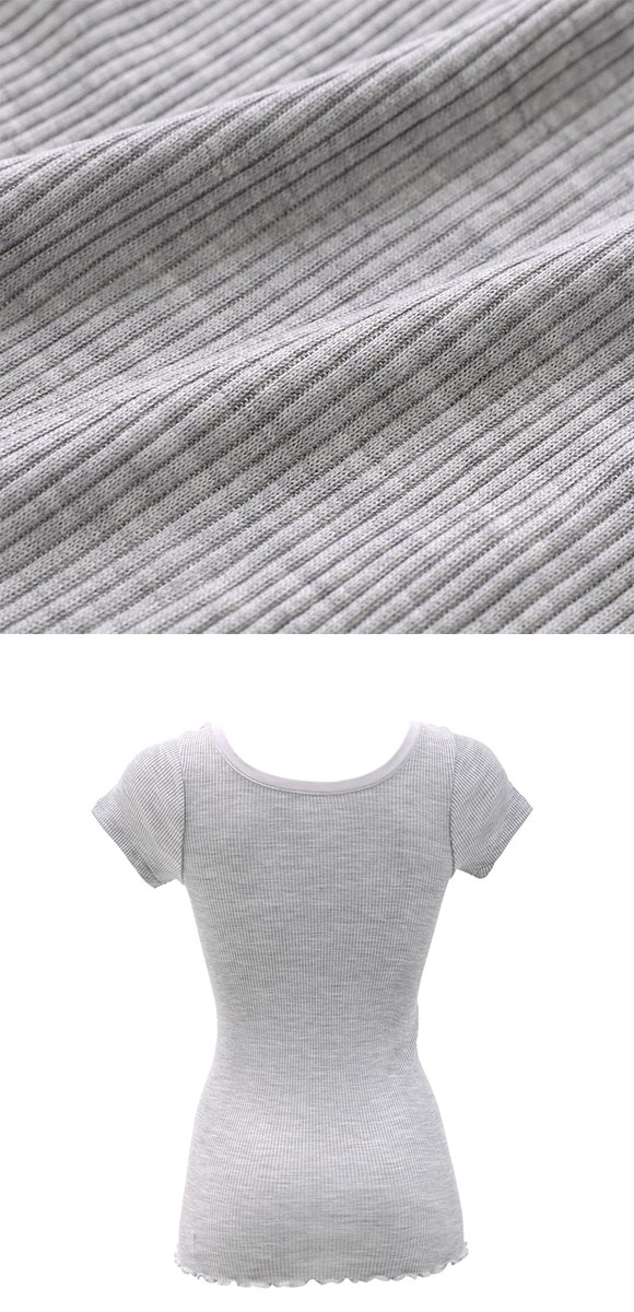 ワコール シルク混 2分袖 トップス インナー 半袖 Uネック LL Wacoal