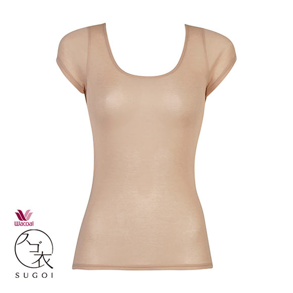 ワコール Wacoal スゴ衣 薄い、軽い、涼しい 2分袖 トップス インナー 薄手 吸汗速乾 ML