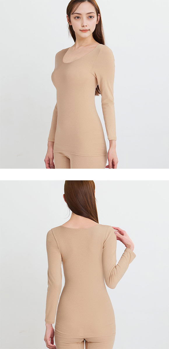 ワコール WACOALコットン ふんわりあったかタイプ Uネック 長袖 8分袖 トップス LL インナー 保温 Wacoal