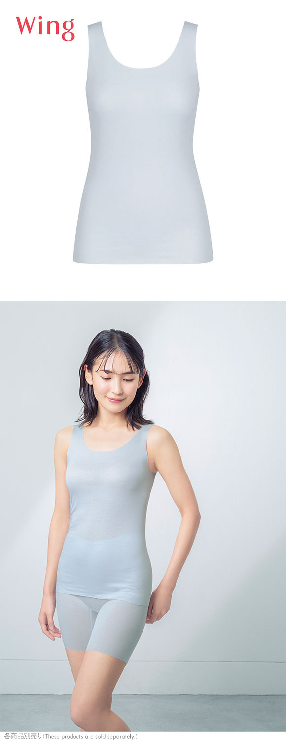 ワコール Wacoal ウイング Wing 綿の贅沢 オーガニック フラット ノースリーブ M L LL タンクトップ 吸汗速乾 抗菌防臭 ひびきにくい