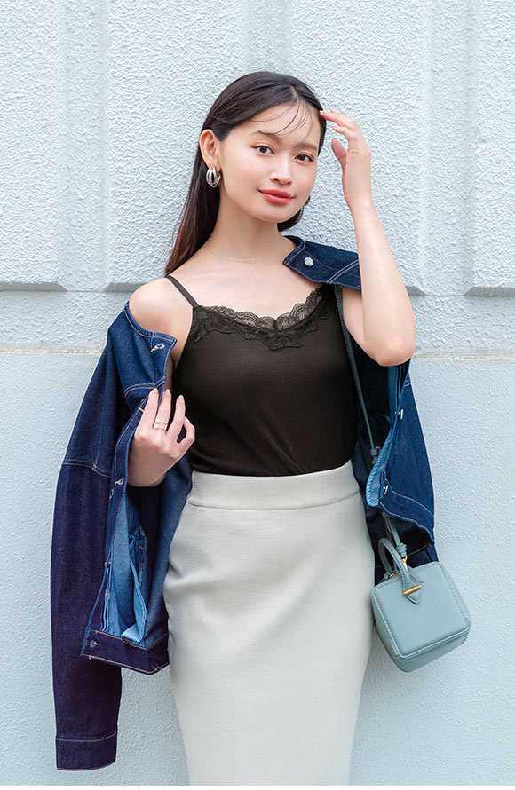 ワコール ウイング シンクロブラトップ リブタイプ レース カップ付きインナー 綿混 キャミソール Wacoal Wing