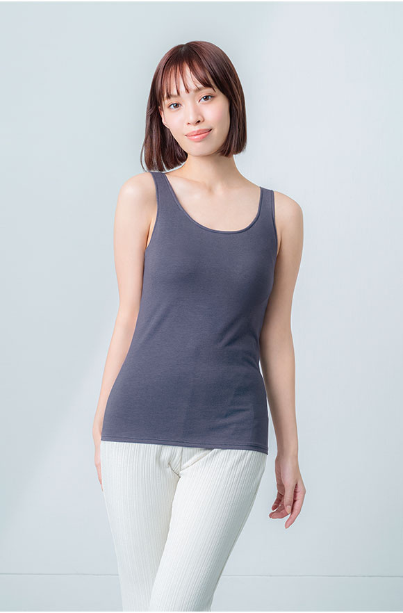 ワコール Wacoal ウイング Wing ラクしてきれい シンクロブラトップ　綿混タイプ タンクトップ カップ付きインナー SML2L3L