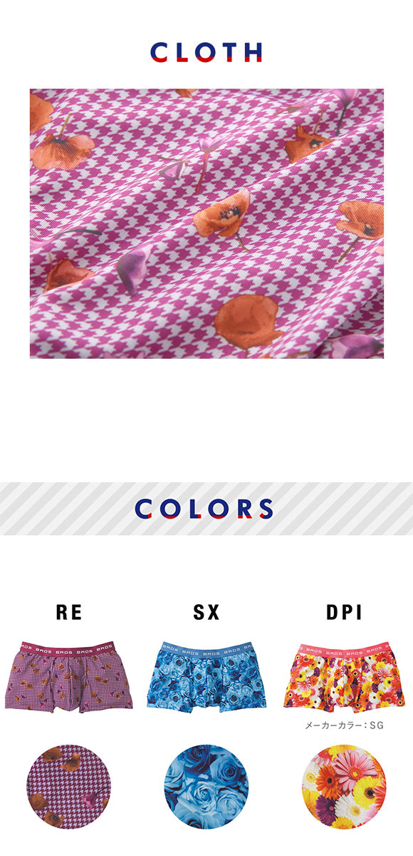 ブロス バイ ワコールメン BROS by WACOAL MEN  ハナコトバパンツ 花柄 ボクサーパンツ GT3220 メンズ 前とじ ノーマル丈