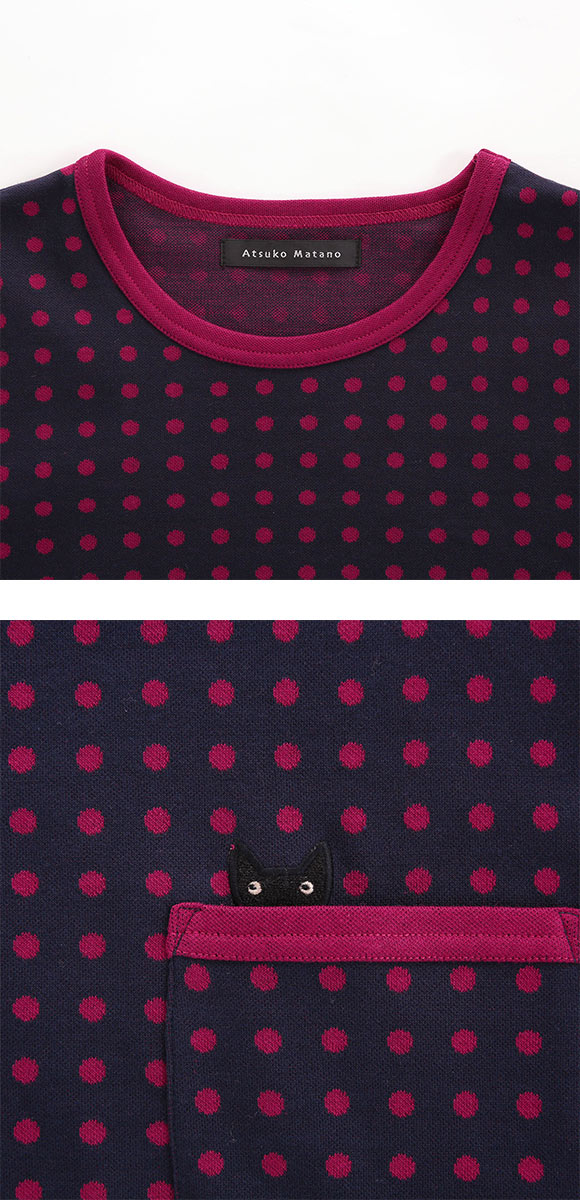 ワコール マタノアツコ ルームウェア 長袖パジャマ　上下セット 綿100％ ドット Wacoal ATSUKO MATANO