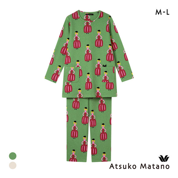 ワコール マタノアツコ ルームウェア 長袖パジャマ 上下セット あたたかい キルトニット Wacoal ATSUKO MATANO