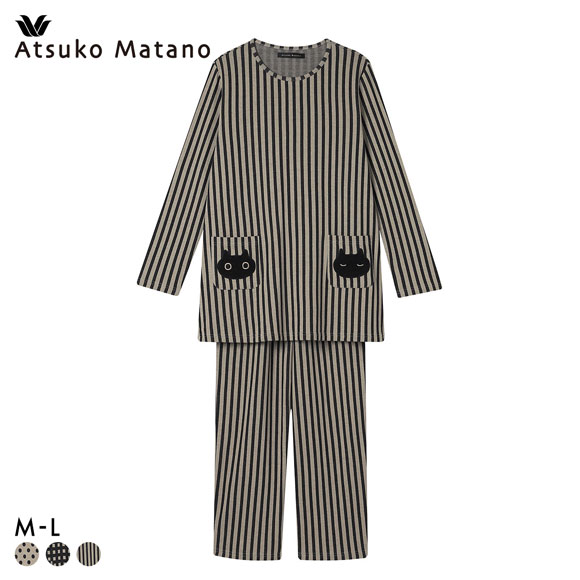 ワコール マタノアツコ ねこ 長袖 パジャマ 上下セット ルームウェア Wacoal ATSUKO MATANO