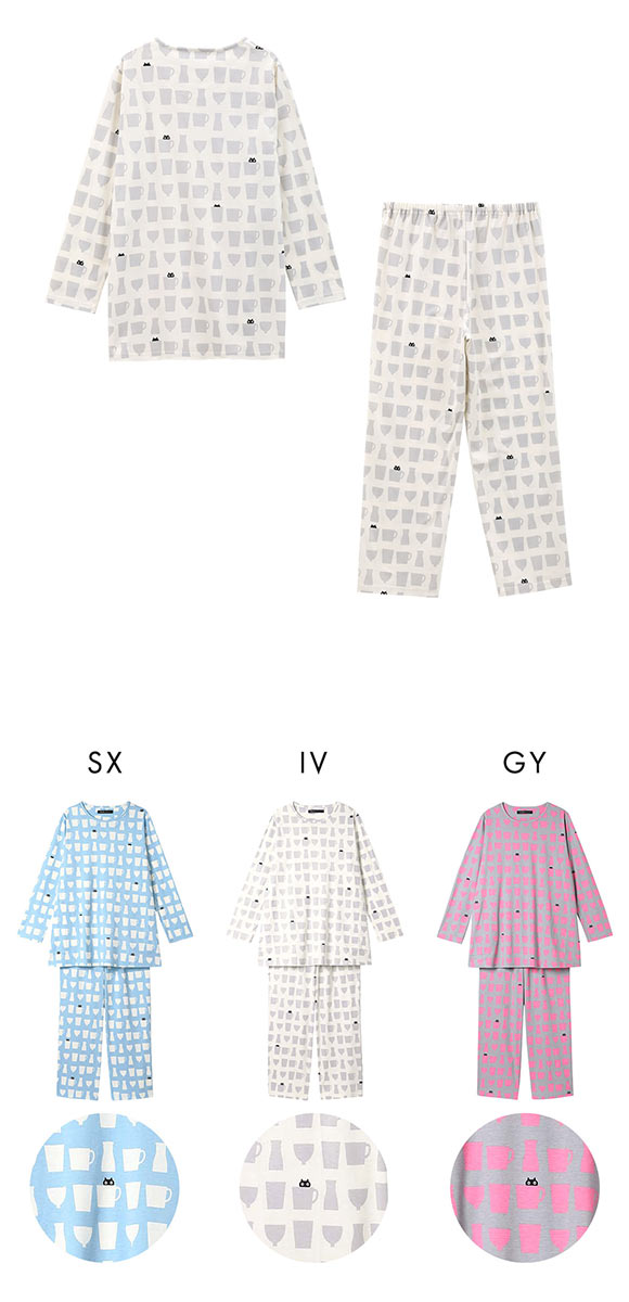 ワコール マタノアツコ ルームウェア 長袖パジャマ 上下セット MEME ねこ 綿100％ Wacoal ATSUKO MATANO