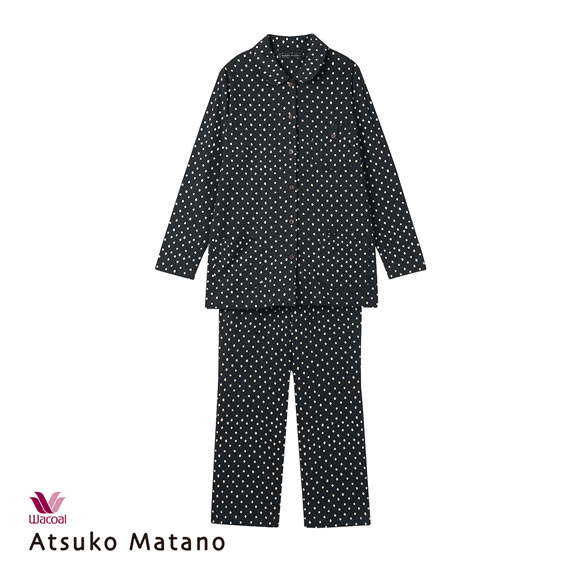 ワコール Wacoal マタノアツコ ATSUKO MATANO 長袖 パジャマ 上下セット ネコドット セットアップ