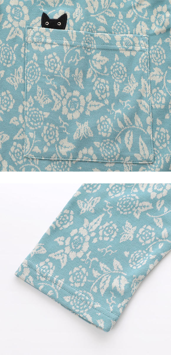 ワコール マタノアツコ くろねこ 長袖 パジャマ 上下セット ルームウェア スタンドカラー Wacoal ATSUKO MATANO