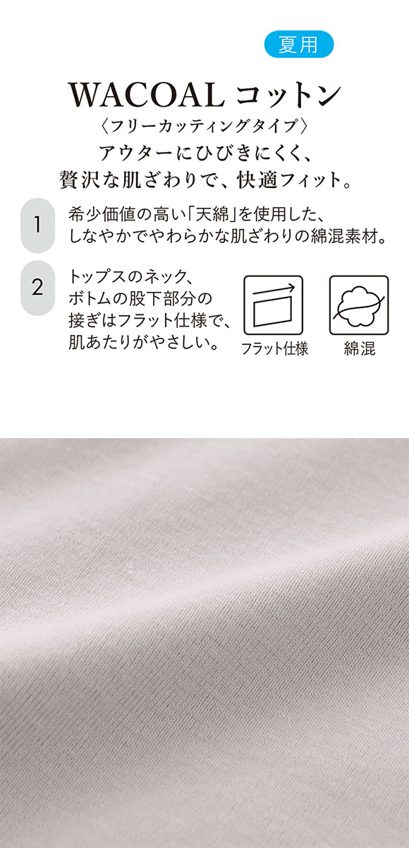 ワコール WACOALコットン フリーカッティングタイプ 天綿 ボトムス スパッツ 3分丈 ML Wacoalインナー ニットボトム