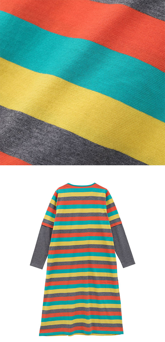 ワコール マタノアツコ ワンピース ルームウェア パジャマ マルチボーダー 綿100％ ねこ Wacoal ATSUKO MATANO