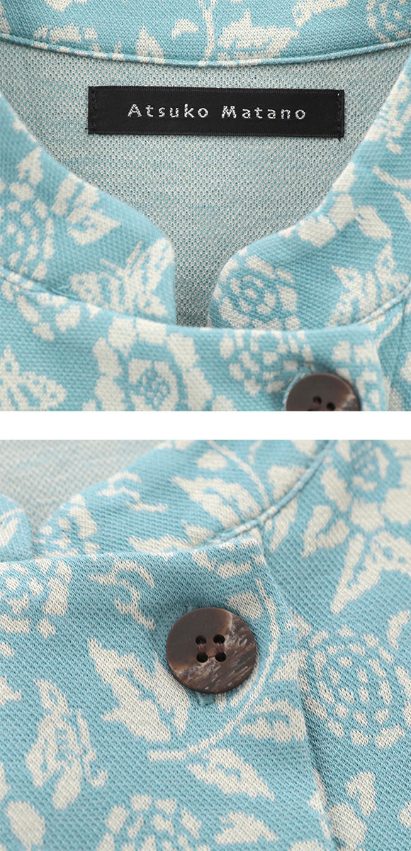 ワコール マタノアツコ くろねこ 長袖 ルームウェア パジャマ ワンピース 綿100％ スタンドカラー Wacoal ATSUKO MATANO