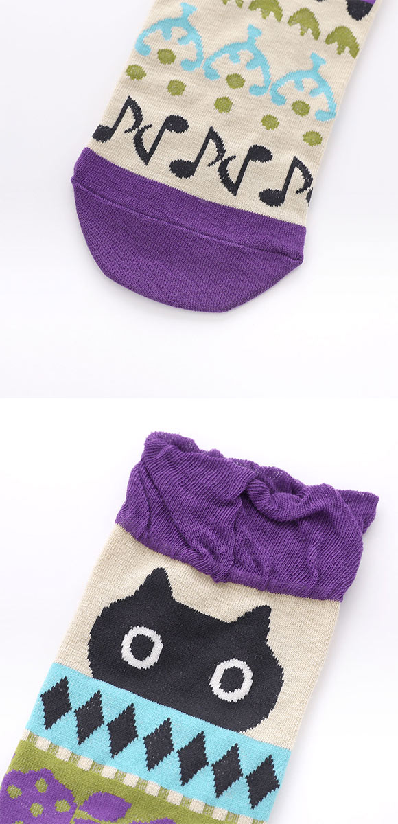 ワコール マタノアツコ ソックス 靴下 くろねこと音符 レディース Wacoal ATSUKO MATANO