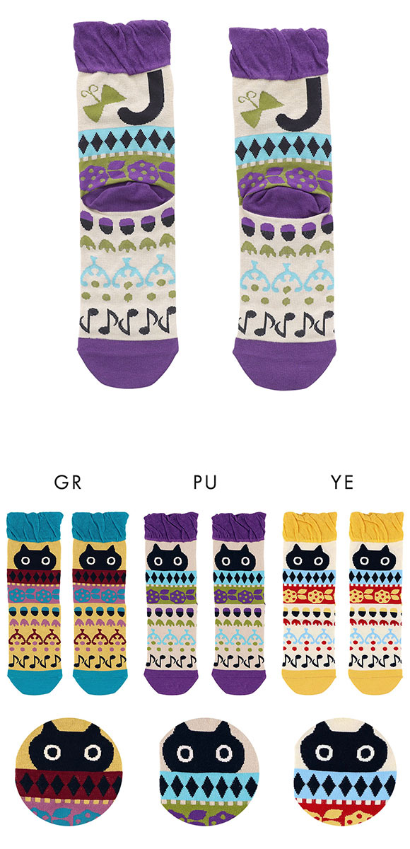 ワコール マタノアツコ ソックス 靴下 くろねこと音符 レディース Wacoal ATSUKO MATANO