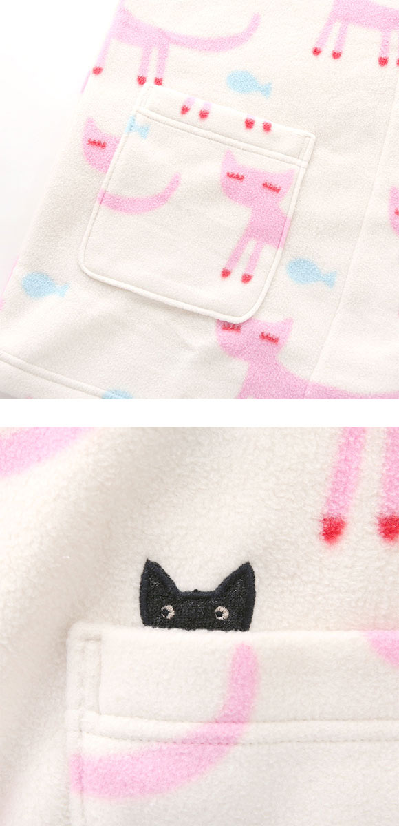 ワコール マタノアツコ フリース ローブ 長袖 羽織り ねこ ルームウェア パジャマ レディース Wacoal ATSUKO MATANO