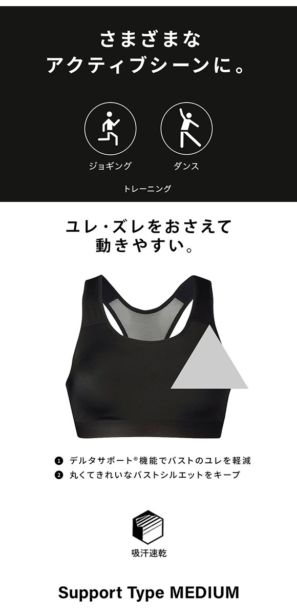ワコール Wacoal シーダブリューエックス CW-X Support Type MEDIUM スポーツブラ ブラジャー ハーフトップ ノンワイヤー SML HTY020