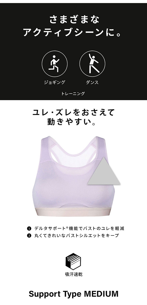 ワコール Wacoal シーダブリューエックス CW-X Support Type MEDIUM ゆれケアBra MESH スポーツブラ ノンワイヤー SML HTY030 単品