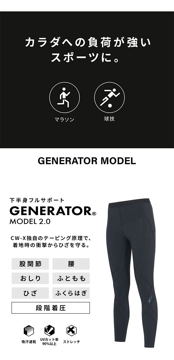 ワコール CW-X シーダブリューエックス Womens GENERATOR ジェネレーターモデル 下半身フルサポート スポーツタイツ ロング Wacoal