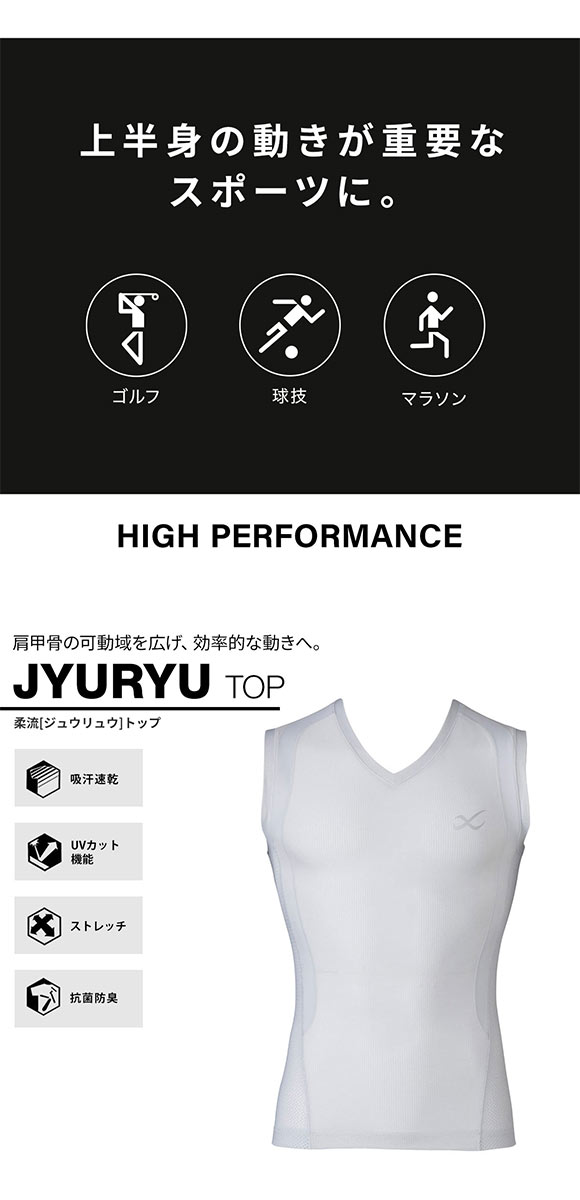 ワコール Wacoal シーダブリューエックス CW-X メンズ JYURYU ジュウリュウトップ Vネック ノースリーブ スポーツ ML