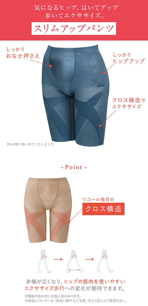 ワコール Wacoal ウイング Wing 気になるヒップ、歩いてアップ SLIMupPANTS HIP ガードル ロング クロス スリムアップパンツ