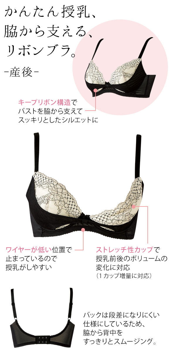 ワコール Wacoal マタニティ MATERNITY 3/4カップ ブラジャー リボンブラ EFG 産後 授乳期 - 卒乳期 単品