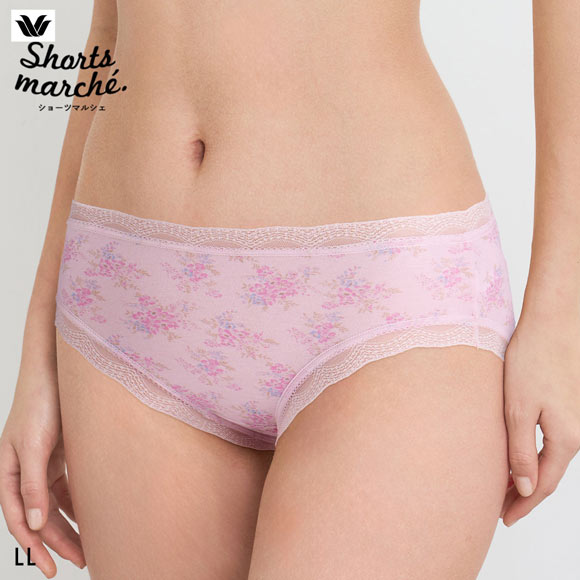 ワコール Wacoal ショーツマルシェ Shorts marche 綿混 無地＆プリント ショーツ LL あさめ丈 単品 大きいサイズ