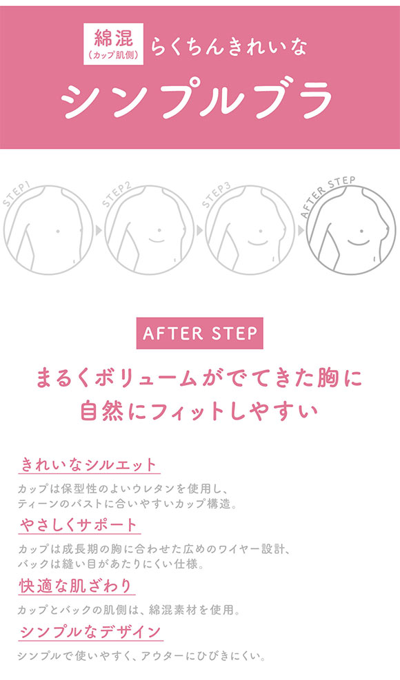 ワコール Wacoal ウイング Wing teen AFTER STEP 3/4カップブラジャー CD ワイヤー入り ジュニア 女の子 単品