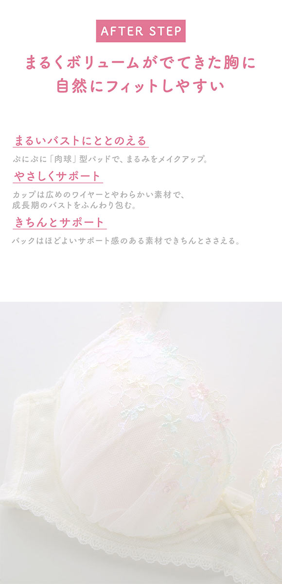 ワコール Wacoal ウイング Wing teen AFTER STEP 3/4カップブラジャー DEF ワイヤー入り ジュニア 女の子 単品