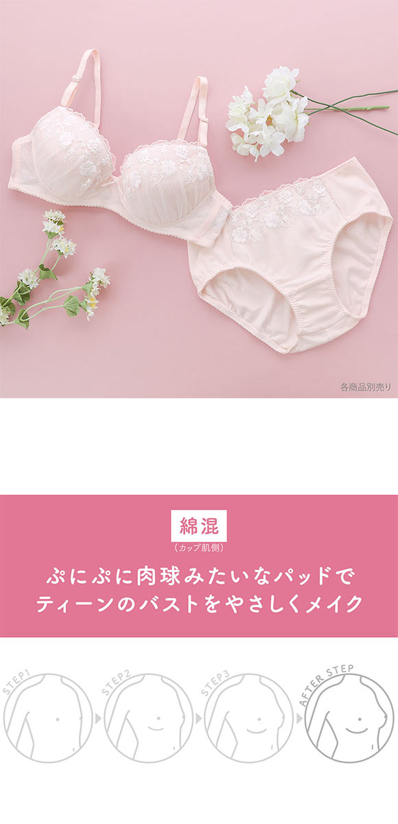 ワコール ウイング ティーン 3/4カップブラジャー ABCDEF ワイヤー入り 高校生におすすめ 女の子 Wacoal Wing teen AFTER STEP 大きいサイズ