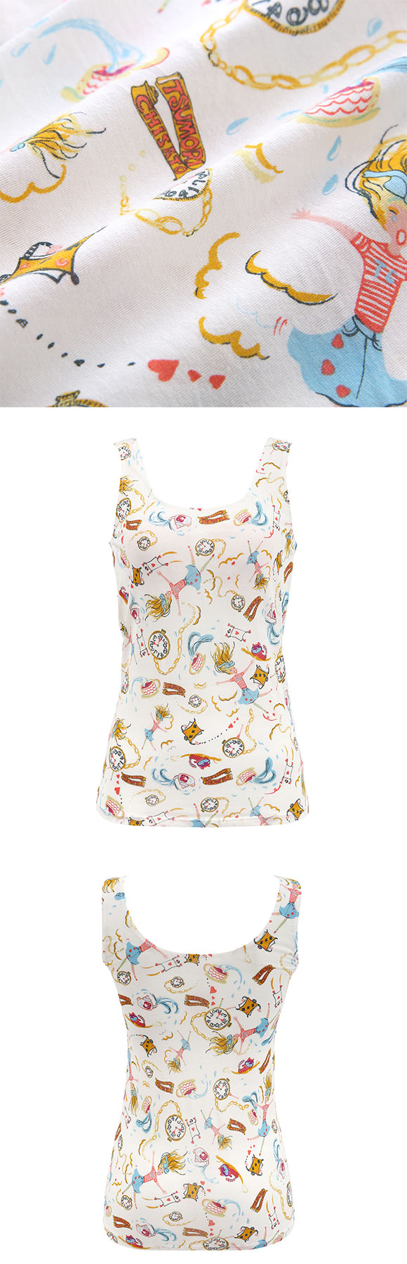 ワコール ツモリチサト 不思議の国 ノースリーブ カップ付き インナー タンクトップ 綿混 LL Wacoal tsumori chisato SLEEP