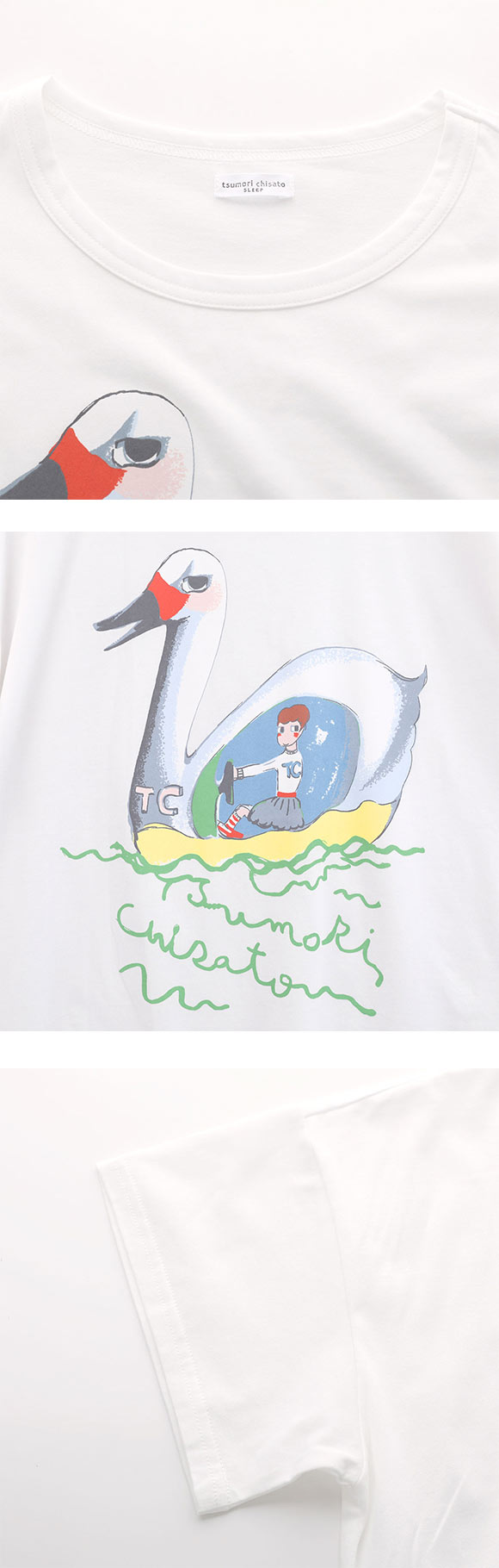 ワコール ツモリチサト 冒険の旅 スワンボート パジャマ 4分袖 7分丈パンツ ルームウェア 上下セット 半袖 綿100％ Wacoal tsumori chisato SLEEP