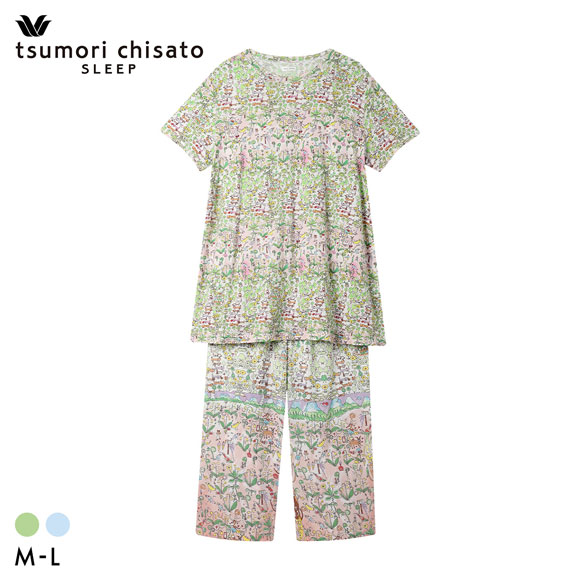 ワコール ツモリチサト 冒険の旅 パジャマ 4分袖9分丈パンツ ルームウェア 上下セット 半袖 Wacoal tsumori chisato SLEEP