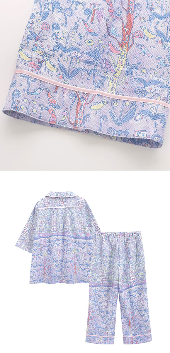 ワコール ツモリチサト 冒険の旅 シャツパジャマ 7分袖8分丈 上下セット ルームウェア 綿100％ レディース Wacoal tsumori chisato SLEEP