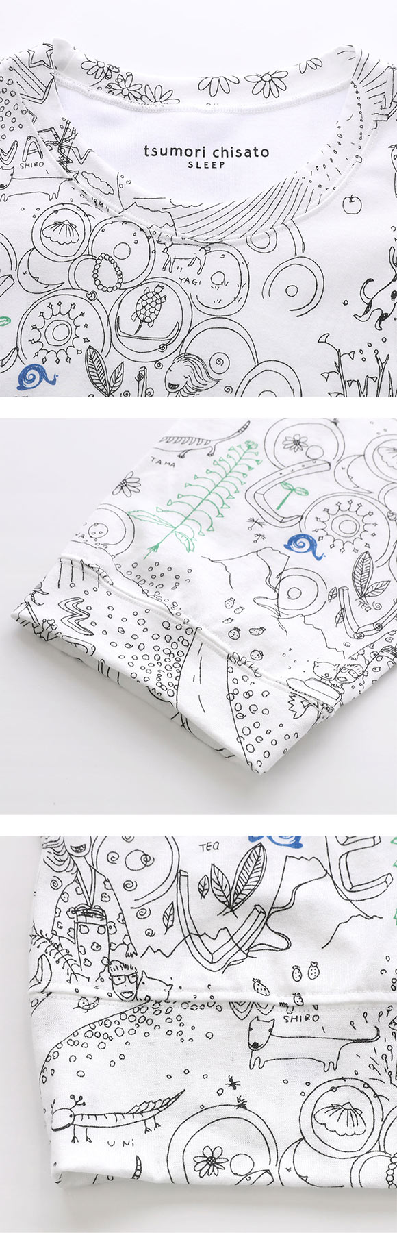 ワコール ツモリチサト パジャマ 上下セット 7分袖 8分丈 綿100％ Wacoal tsumori chisato SLEEP