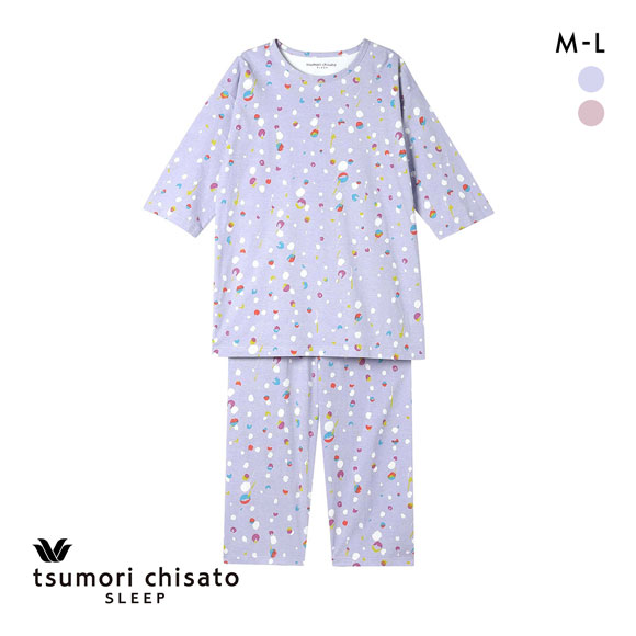 ワコール ツモリチサト 空に輝く星座 パジャマ 上下セット 7分袖 8分丈パンツ ルームウェア ML Wacoal tsumori chisato SLEEP