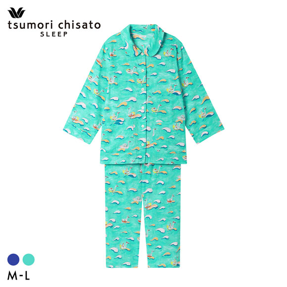 ワコール ツモリチサト 冒険の旅 スワンボート シャツパジャマ 長袖 ルームウェア 上下セット 綿100％ Wacoal tsumori chisato SLEEP