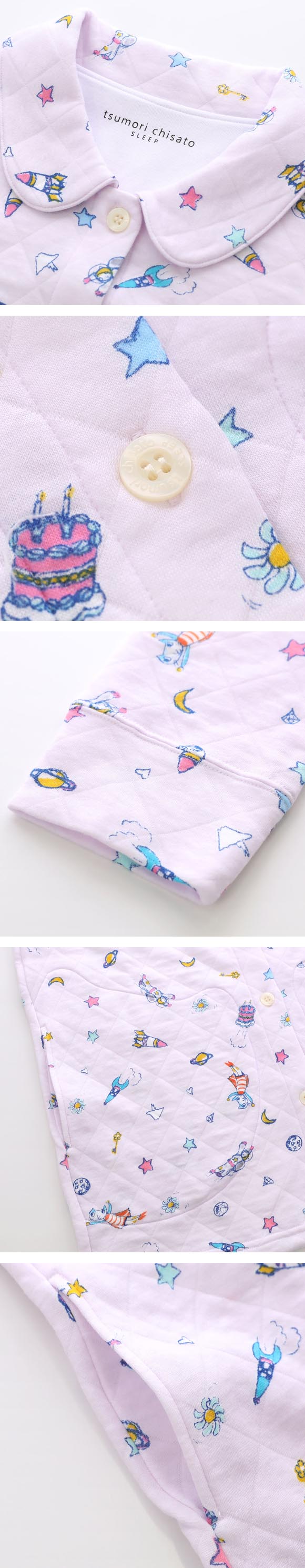 ワコール ツモリチサト 氷の惑星 長袖パジャマ 上下セット ルームウェア キルトニット あったか ねこ tsumori chisato SLEEP