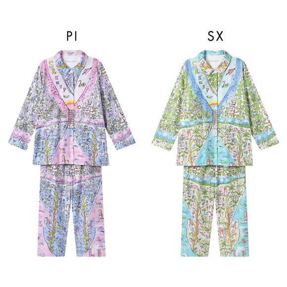 ワコール ツモリチサト 冒険の旅 長袖 シャツパジャマ 上下セット ルームウェア サテン 綿100％ Wacoal tsumori chisato SLEEP