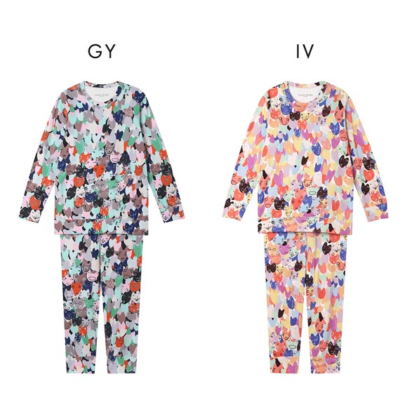 ワコール ツモリチサト ハートネコ 長袖パジャマ 上下セット ルームウェア 綿100％ Wacoal tsumori chisato SLEEP