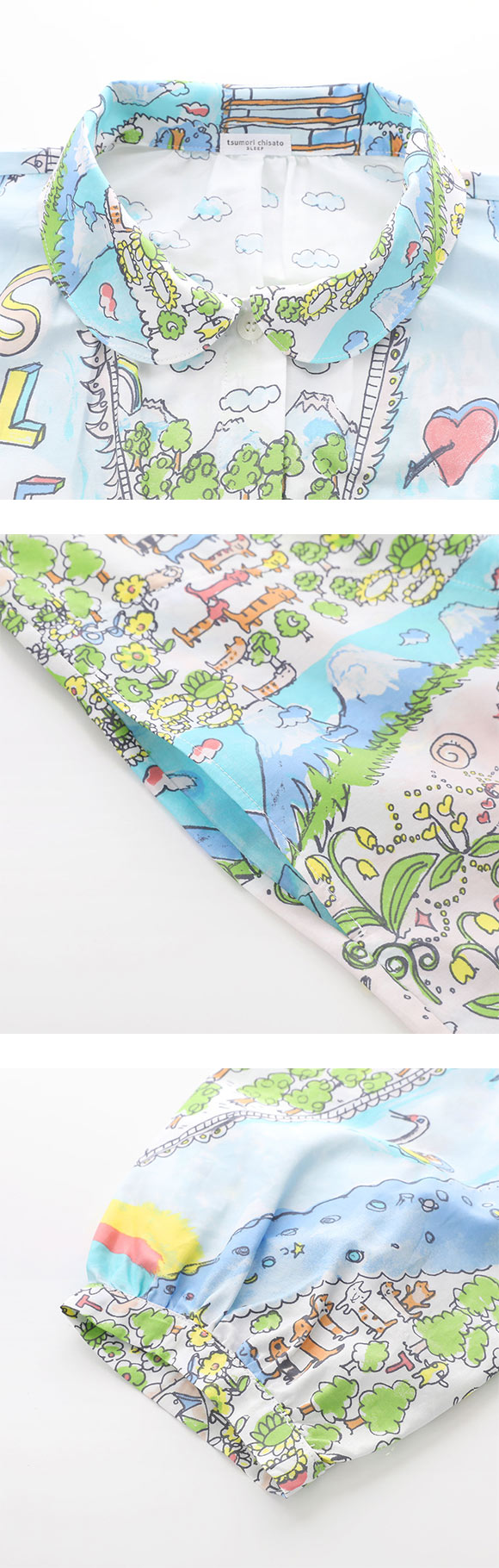 ワコール ツモリチサト 冒険の旅 ワンピース ルームウェア 長袖 パジャマ サテン 綿100％ Wacoal tsumori chisato SLEEP