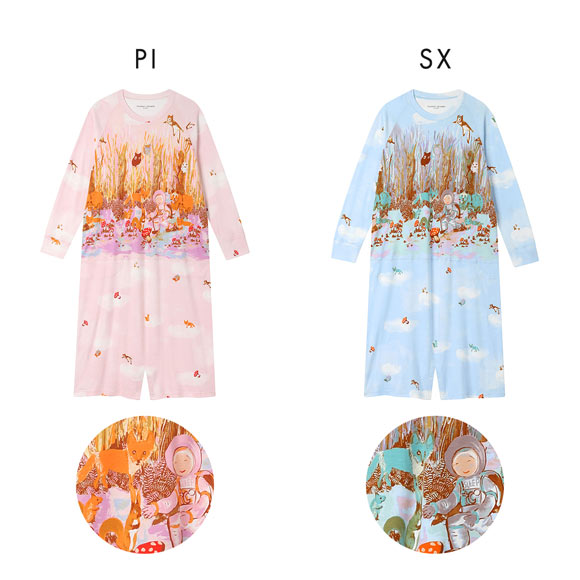 ワコール ツモリチサト 森の惑星 パジャマ ワンピース ルームウェア 長袖 ロンパース 綿100％ Wacoal tsumori chisato SLEEP