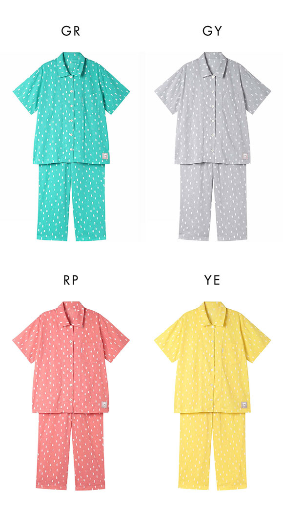 ワコール 睡眠科学 SOU･SOU柄 シャツパジャマ レディース 高島ちぢみ 5分袖 8分丈パンツ 上下セット 綿100％ Wacoal