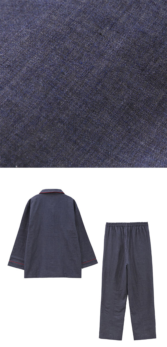 ワコール 睡眠科学 レディース 二重ガーゼ シャツパジャマ 長袖 デニム風 綿100％ ML Wacoal
