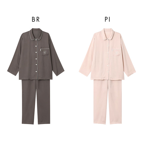 ワコール Wacoal 睡眠科学 レディース ベンベルグサテン シャツ パジャマ 長袖 上下セット